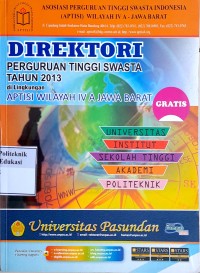 Image of Direktori perguruan tinggi swasta tahun 2013 di lingkungan aptisi wilayah iv a jawa barat